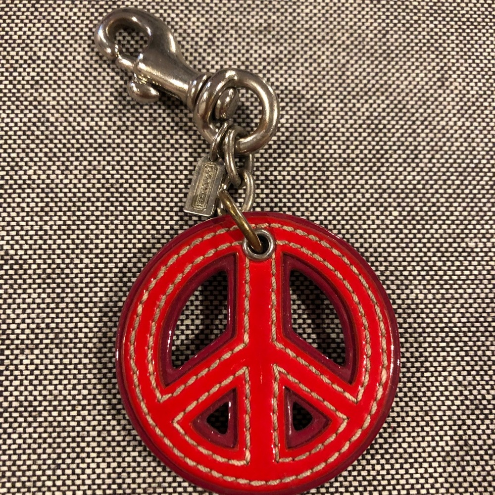 Coach peace sign key chain